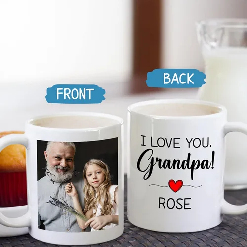 Miniatura 4 de Taza de café personalizada con texto en inglés "I Love You Grandpa", regalo para el abuelo de parte de los nietos, taza blanca de 11 oz o 15 oz Taza