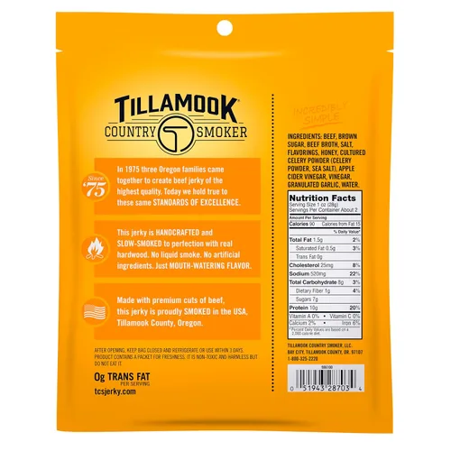 Miniatura 3 de Tillamook Country Smoker Carne seca de madera dura ahumada con miel, 2.5 onzas (Paquete de 12)