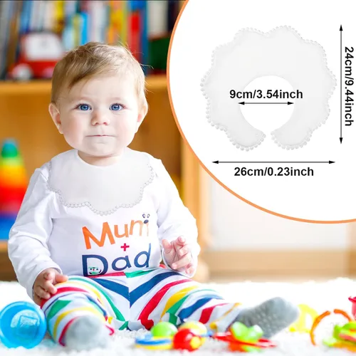 Miniatura 2 de JenPen Baberos blancos para bebé niña, bandana de muselina 360 baberos para bebé, bandana para niña, conjunto para dentición infantil