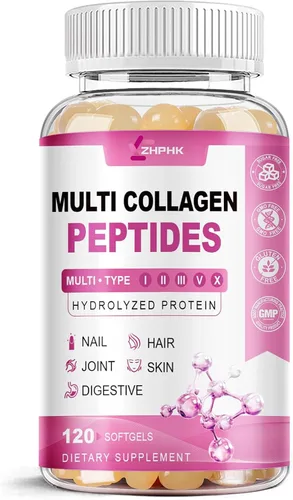 Miniatura 9 de Colágeno hidrolizado para mujeres, péptidos de colágeno múltiple, cápsulas blandas complejas, 2000 mg, suplemento de colágeno tipo I II III V X