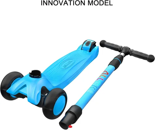 Miniatura 7 de Allek - Kick Scooter B03. Monopatín de 3 ruedas con ruedas de PU extra anchas y luminosas, sistema Lean 'N Glide, manillar ajustable a cualquier