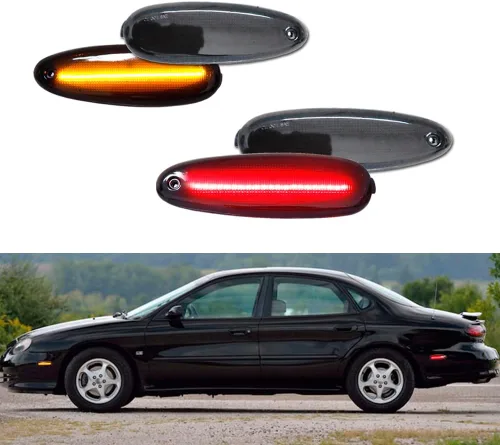 Miniatura 6 de Compatible con Ford Taurus 1996-1999 Mercury Sable 2002-2005 Ford Thunderbird parachoques trasero y delantero marcador lateral ahumado 4ps Carcasa