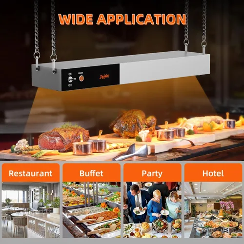 Miniatura 6 de Lámpara de calor de alimentos, calentador de tira de lámpara de calor comercial de alimentos de 24 pulgadas, lámpara de calor de acero inoxidable