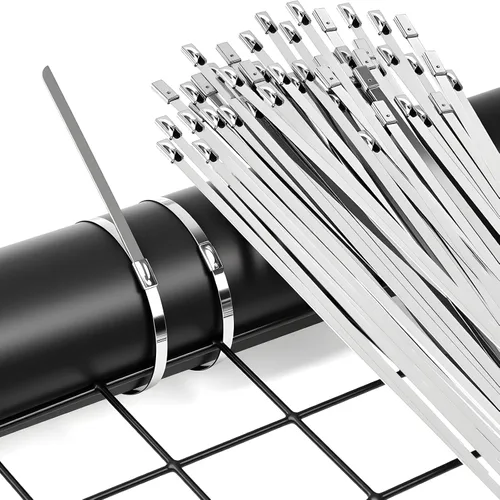 Miniatura 11 de Bridas de metal de 48 pulgadas, bridas de acero inoxidable extralargas de 500 libras, lazos de correa autobloqueantes resistentes, resistencia