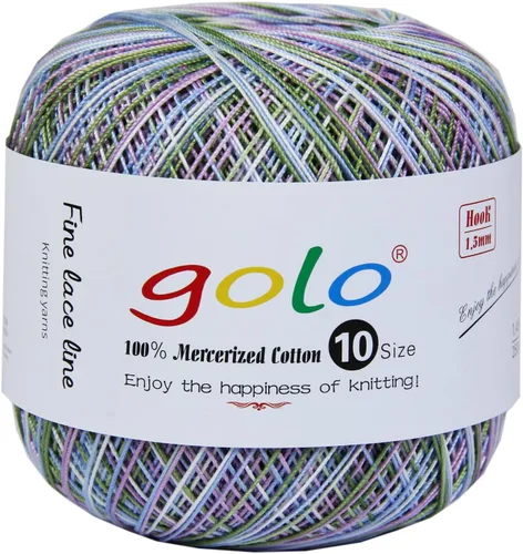 Miniatura 102 de Golo - Bolas de hilo para crochet de algodón tamaño 10, color algodón para crochet D-Fresa D078-fresa