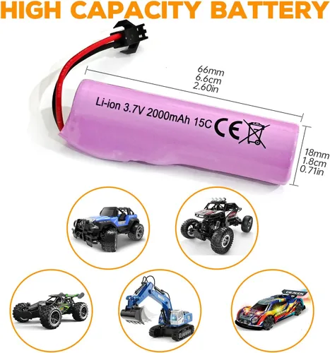 Miniatura 2 de sea jump 3 unids 3.7 V 2000 mAh SM-2P Plug batería de litio con cable de carga USB para DE68 DE44 DE45W DE45 DE58 DE49 DE57 DE70 vehículo