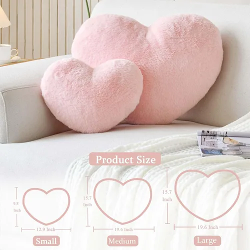 Miniatura 2 de XVTRU Almohadas con corazón rosa, linda almohada decorativa con forma de corazón, almohadas con forma de corazón para tirar para la cama, almohada