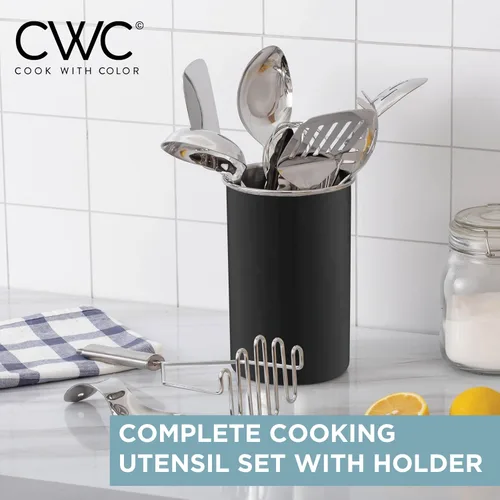 Miniatura 2 de Juego de utensilios de cocina COOK WITH COLOR - 10 piezas de primera calidad, antiadherentes y resistentes al calor, incluye volteador, servidor