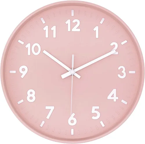 Miniatura 16 de JENLYSTIME Reloj moderno de 12 pulgadas para interiores y exteriores, esfera redonda brillante y colorida, reloj de pared silencioso de cuarzo que