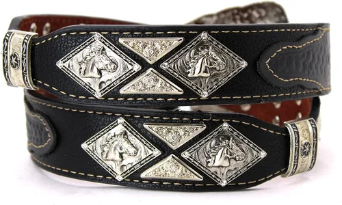 Miniatura 2 de Cinturón de cuero para hombre de cuerno largo, caballo, pollo, sheriff, cinturón de vaquero