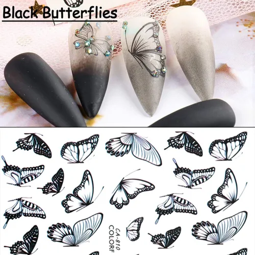 Miniatura 4 de Grandes calcomanías de mariposas para uñas, calcomanías de mariposas grandes 3D para uñas, calcomanías autoadhesivas de diseños de mariposas