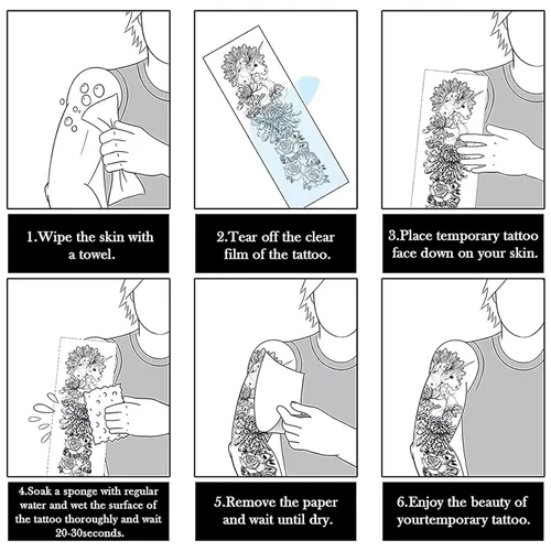 Miniatura 7 de Mangas de tatuajes temporales, 12 hojas (19 x 7 pulgadas) tatuajes temporales de brazo completo, tatuajes de manga para hombres y mujeres adultos