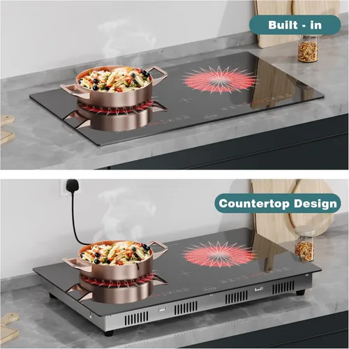 Miniatura 7 de Estufa eléctrica de 2 quemadores 2000W Hobsir, cocina eléctrica enchufable 110v, estufa eléctrica de 24 pulgadas de ancho, 9 niveles de potencia