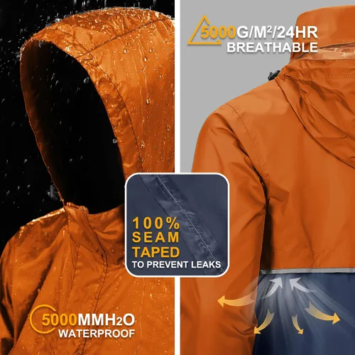 Miniatura 81 de Outdoor Ventures Chaqueta de lluvia para hombre, impermeable, ligera, plegable, para senderismo, golf, correr