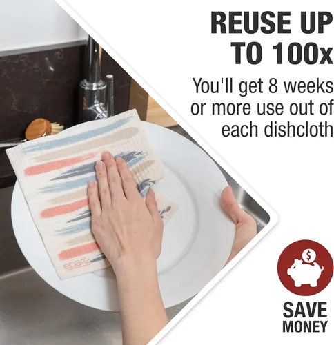 Miniatura 7 de Eparé Paños suecos para cocina – Paquete de 8 paños suecos absorbentes – Paños desechables para lavar platos – Paños de cocina lavables – Paños