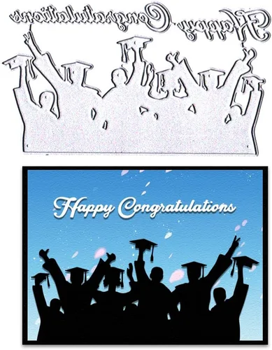 ALIBBON Troqueles para graduados para hacer tarjetas, palabras de felicitaciones, troqueles de corte de metal, troqueles de fondo de graduación para