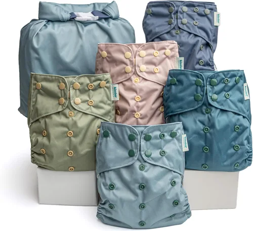 Kinder Juego de 5 pañales de tela reutilizables para bebé, estilo bolsillo, camiseta atlética que absorbe la humedad, recién nacido a orinal 7-60