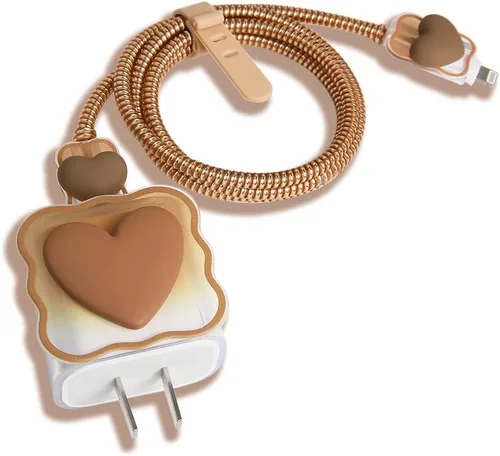 Miniatura 19 de Compatible con iPhone de 18 W/20 W, funda de cargador USB-C, bonito protector de cargador suave transparente con ondas de corazón 3D, bonito