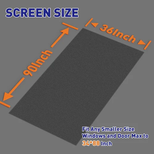 Miniatura 2 de MAGZO - Reemplazo de pantalla de ventana, 36" de ancho x 90" de largo, pantalla resistente para ventanas y puerta ajustable, pantalla enrollable