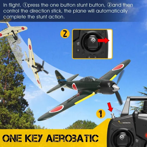 Miniatura 2 de VOLANTEXRC Avión RC para principiantes, avión RC de la Segunda Guerra Mundial 4CH A6M Zero con Aileron, avión de control remoto de 2.4 GHz con auto