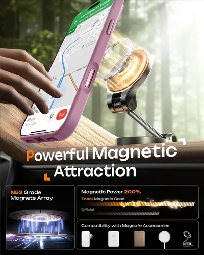 Miniatura 331 de TOCOL Funda para iPhone 11, compatible con Magsafe, protección completa de cámara, imanes integrados, protección contra caídas, funda translúcida