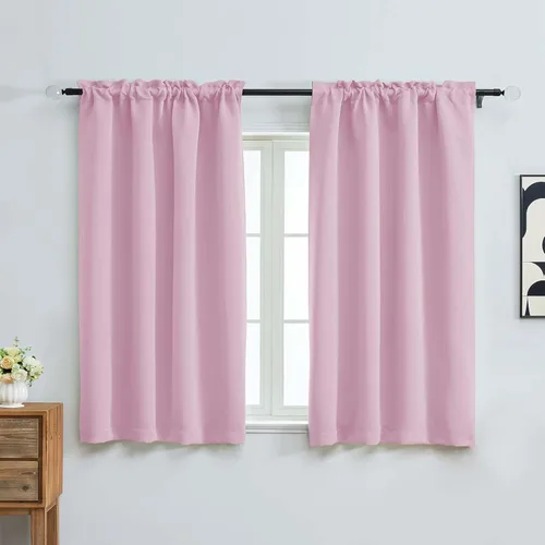 Miniatura 84 de OVZME Cortinas opacas turquesa para tratamiento de ventanas pequeñas, cortinas cortas con bloqueo de luz para ventana de cocina sobre el fregadero