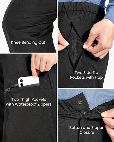 Miniatura 6 de Men's Rain Pants, Waterproof Rain Over Pants Windproof Hiking Pants