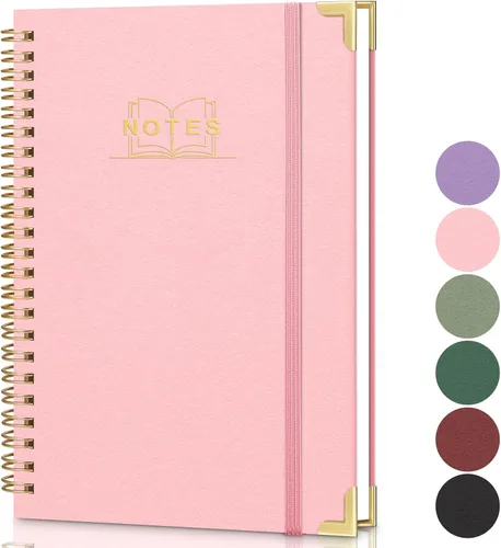 Miniatura 8 de Cuaderno de espiral rayado, cuaderno A5 de tapa dura en espiral para el trabajo, 5.7 x 8.2 pulgadas, cuadernos de papel grueso de 100GSM