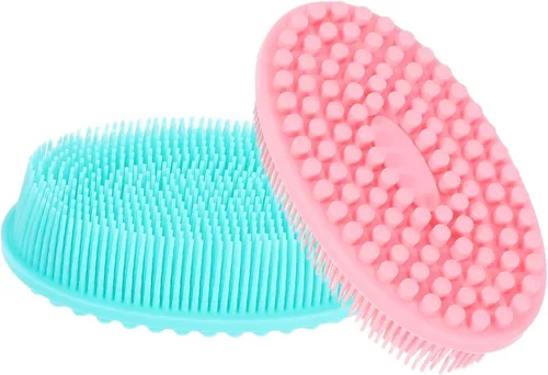2 cepillos de baño de silicona de doble cara exfoliante suave para niños y niñas adultos para entrenamiento sensorial que promueve la unión y la