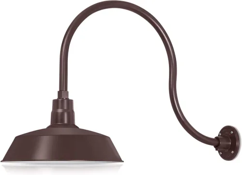 Miniatura 45 de 14 pulgadas. RLM Warehouse - Pantalla con brazo de cuello de cisne y bombilla Led A19 5000K de 9W Galvanizado (paquete de 2)
