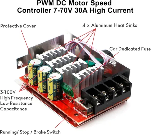 Miniatura 3 de RioRand Control de velocidad del motor PWM DC interruptor de control 7-70V 30A Fusible (RRLSKJAASSSSSSS)