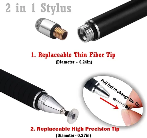 Miniatura 4 de MEKO (2 piezas) [Serie de Precisión 2 en 1] Lápiz Táctil de Disco/Stylus para Todos los Dispositivos de Pantalla Táctil Paquete con 4 Puntas
