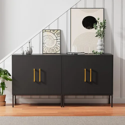 Miniatura 9 de LYNSOM Armario de almacenamiento con puertas y estantes, gabinete de oficina independiente, aparador de madera moderno para cocina, sala de estar
