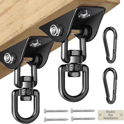 Miniatura 12 de Perchas de columpio resistentes para juegos de madera, capacidad de 2000 libras, colgador de hamaca giratorio de acero inoxidable 360, accesorios