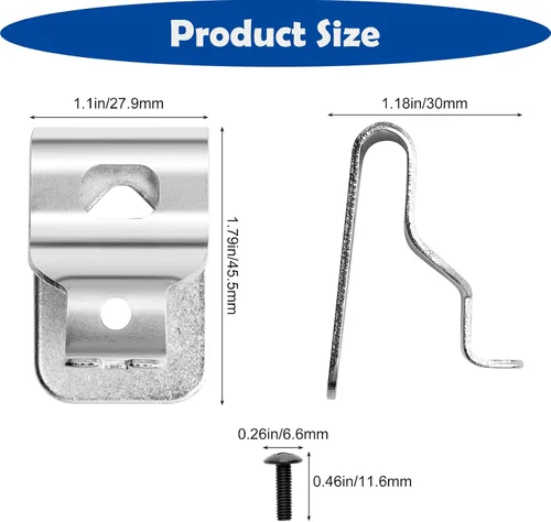 Miniatura 3 de 10 clips para cinturón para Dewalt, kit de clips de herramientas de taladro de acero inoxidable 304 con tornillos para Dewalt N268241 apto