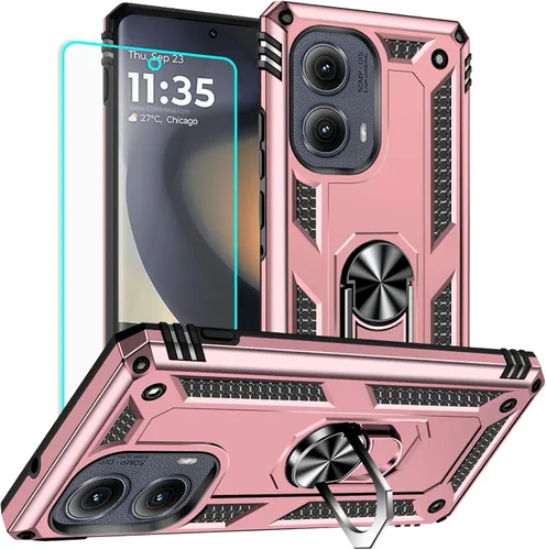 Miniatura 15 de Funda para Moto E Phone Case, Moto E con protector de pantalla HD, fundas protectoras de grado militar con anillo para Moto E 2020 (rojo)