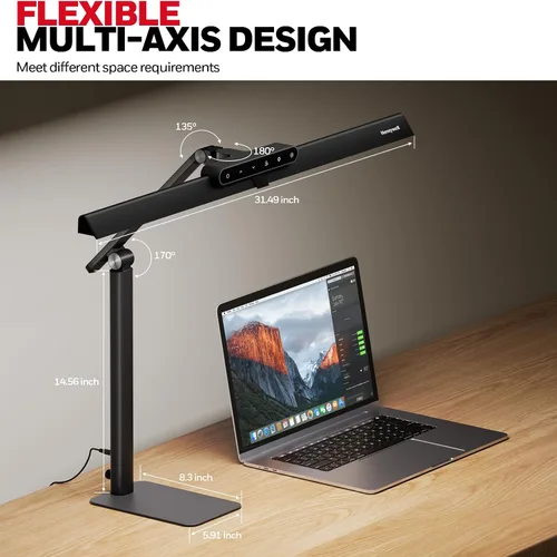 Miniatura 5 de Lámpara de escritorio LED Honeywell con base - HJ1BK Sunturalux lámpara de escritorio de arquitecto para cuidar los ojos para oficina en casa, luz