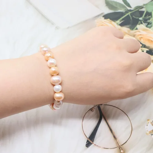 Miniatura 5 de Honbay Pulsera elástica simple con perlas de agua dulce para niñas y mujeres
