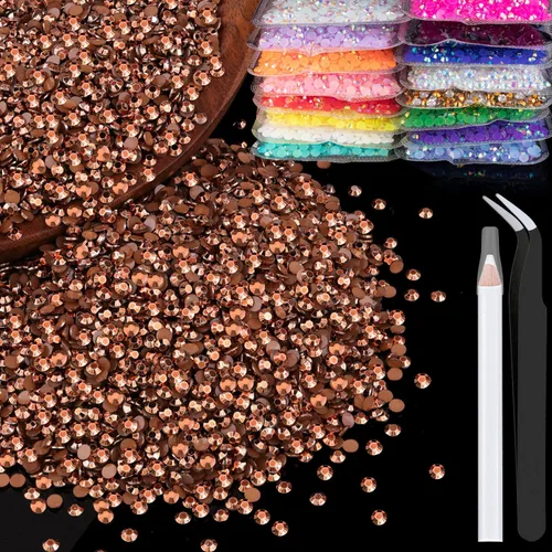 Miniatura 55 de 5000 piezas de diamantes de imitación de resina de 0.118 pulgadas a granel, color verde oscuro AB con parte trasera plana, diamantes de imitación