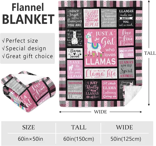 Miniatura 2 de Regalos de llama para mujeres y niñas, manta de 60 x 50 pulgadas, regalos de llama para amantes y mamá, manta de alpaca, decoración