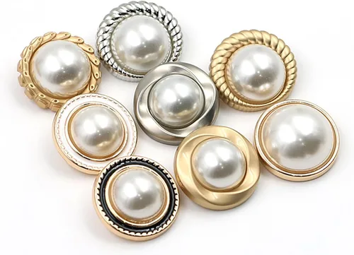 Miniatura 3 de 5 piezas de botones de oro con perlas de metal para mujer, botones para abrigo de suéter, decoración para ropa, accesorios de costura y manualidades