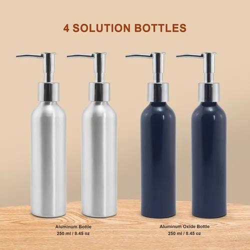 Miniatura 6 de Elitzia Calentador de aceite de masaje de madera de nogal, control de calefacción independiente de doble botella con 4 botellas de bomba de aceite