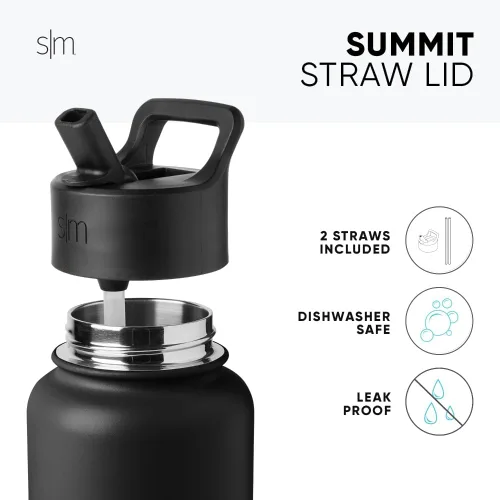 Miniatura 3 de Simple Modern botella de agua reutilizable con tapa con pajilla, de acero inoxidable con aislamiento al vacío, para gimnasio, viajes y deportes