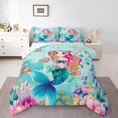 Miniatura 30 de Erosebridal Juego de edredón tamaño individual de animales del bosque, juego de ropa de cama de oso marrón para niños y niñas, edredón de plumón