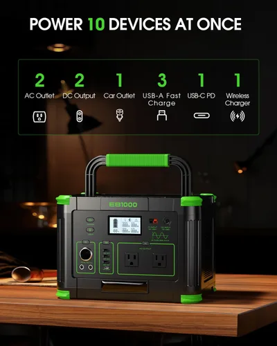 Miniatura 5 de GRECELL Generador solar de 999 Wh de 1000 W con panel solar de 200 W, generador solar de 1000 W con paneles incluidos, salida USB-C PD de 60 W, kit