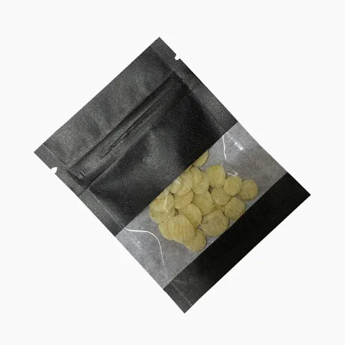 PABCK Paquete de 100 bolsas pequeñas de papel kraft negro resellables de 2.7 x 3.5 pulgadas (tamaño interior de 2.36 x 2.36 pulgadas) con ventana