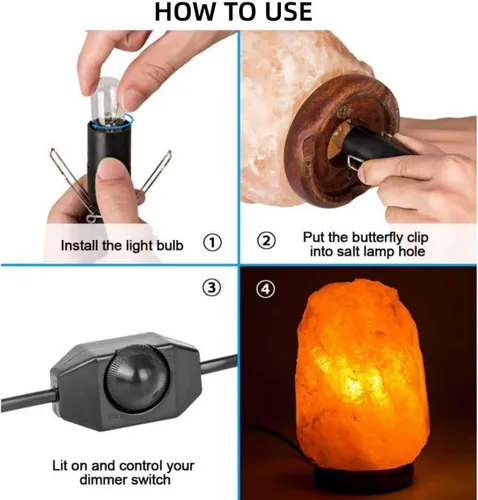 Miniatura 6 de Cable de lámpara de sal del Himalaya, con interruptor de atenuación, bombilla de Navidad, cable con control de atenuador y montaje de base, 6 pies