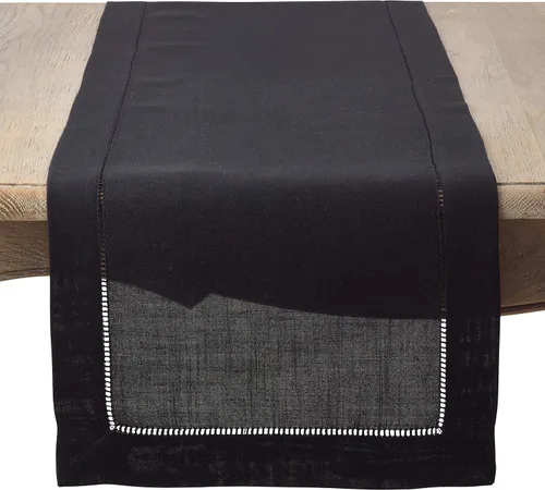 Miniatura 45 de SARO LIFESTYLE Servilleta de cóctel con borde cosido (juego de 12), negro, 6"x6