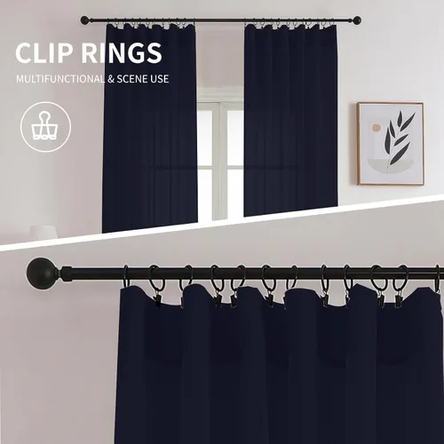 Miniatura 15 de CUCRAF Juego de 2 paneles de cortinas traslúcidas negras de 72 pulgadas de largo, con bolsillo para barra, cortinas de gasa para sala de estar