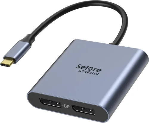 Adaptador Divisor USB-C a DisplayPort Dual 4K, Convertidor USB Tipo C a DisplayPort para Monitor Dual 4K 60HZ, Hub USB C DisplayPort Compatible con